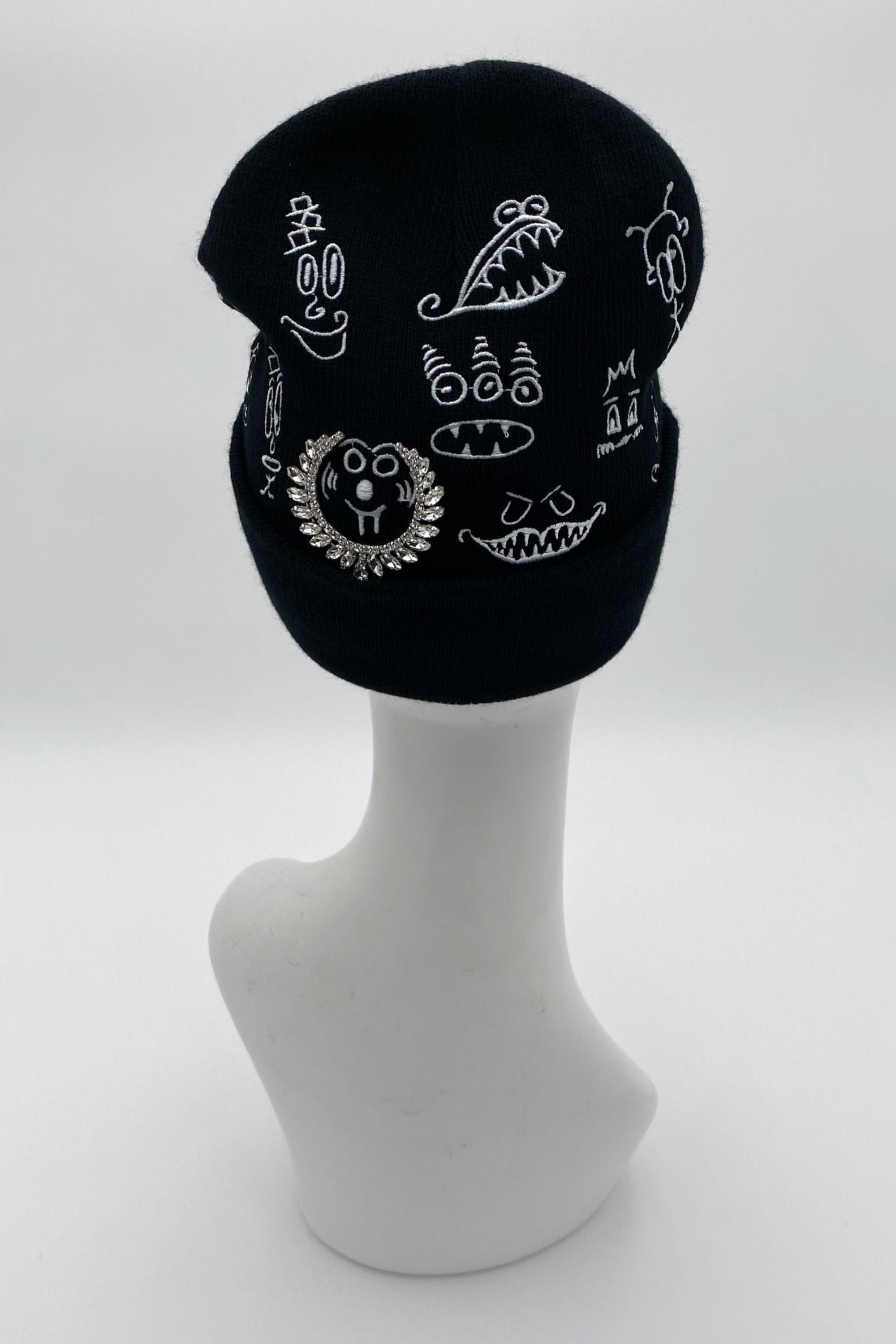 Doodleverse Beanie Black Doodle Beanie in Crystal Frames