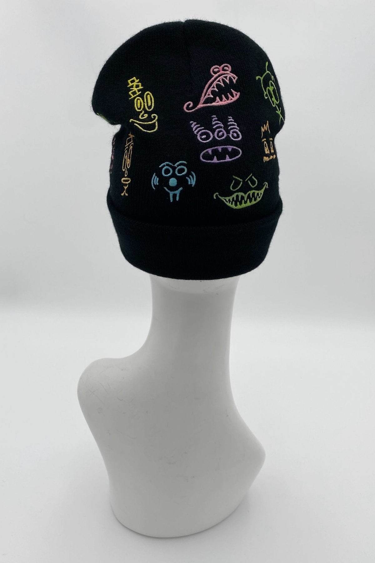 Doodleverse Beanie Black Doodle Beanie in Pastel