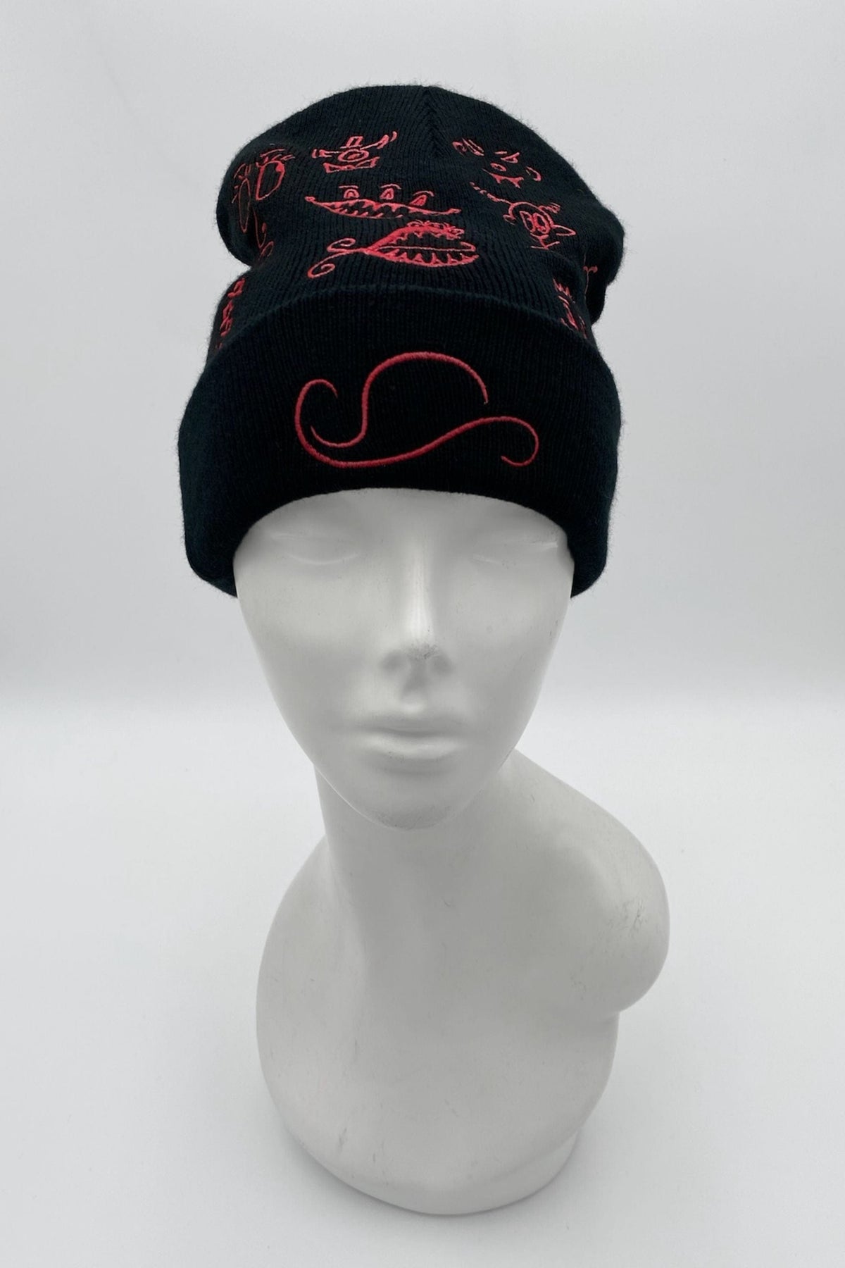 Doodleverse Beanie Black Doodle Beanie in Red