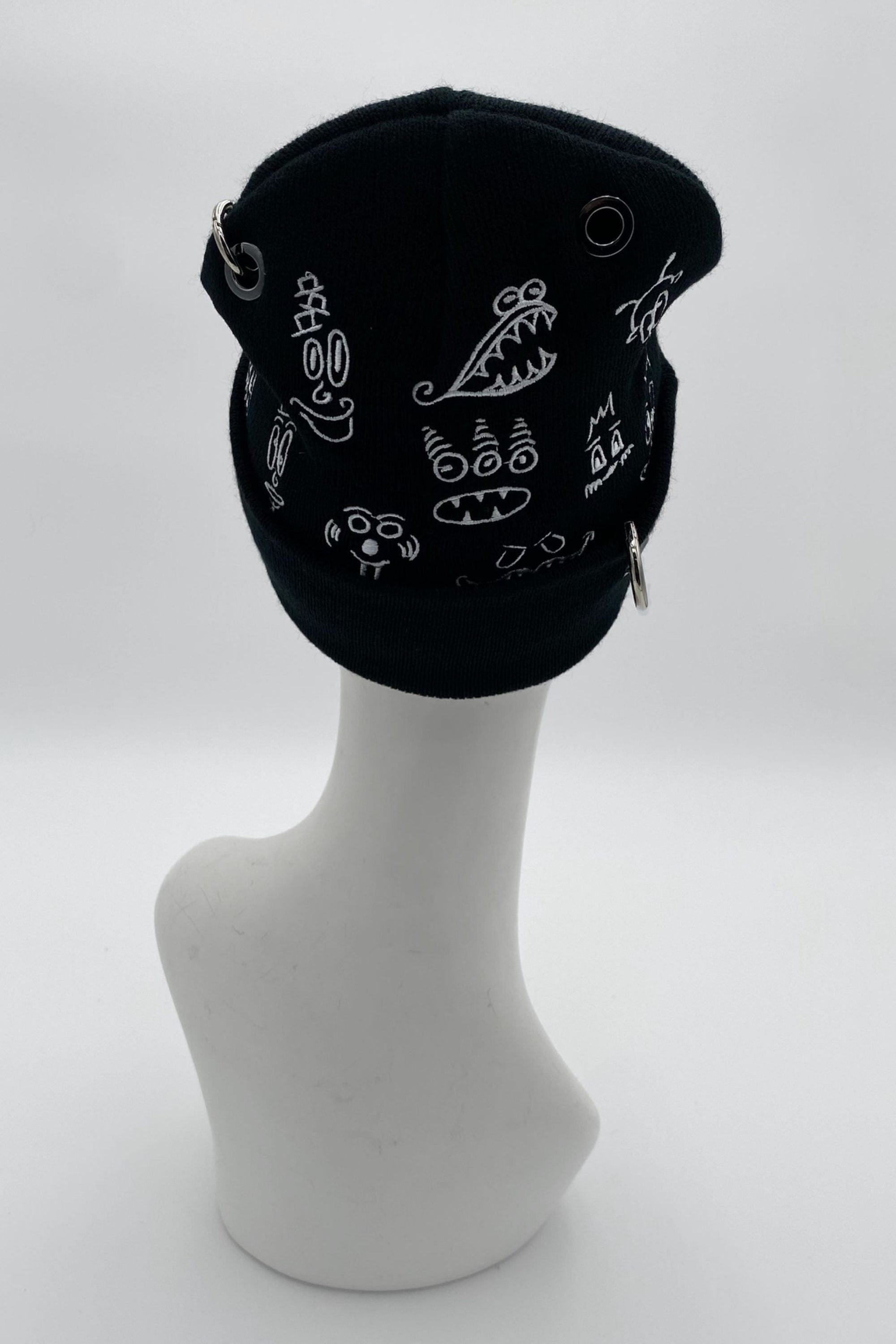 Doodleverse Beanie Black Pierced Doodle Beanie