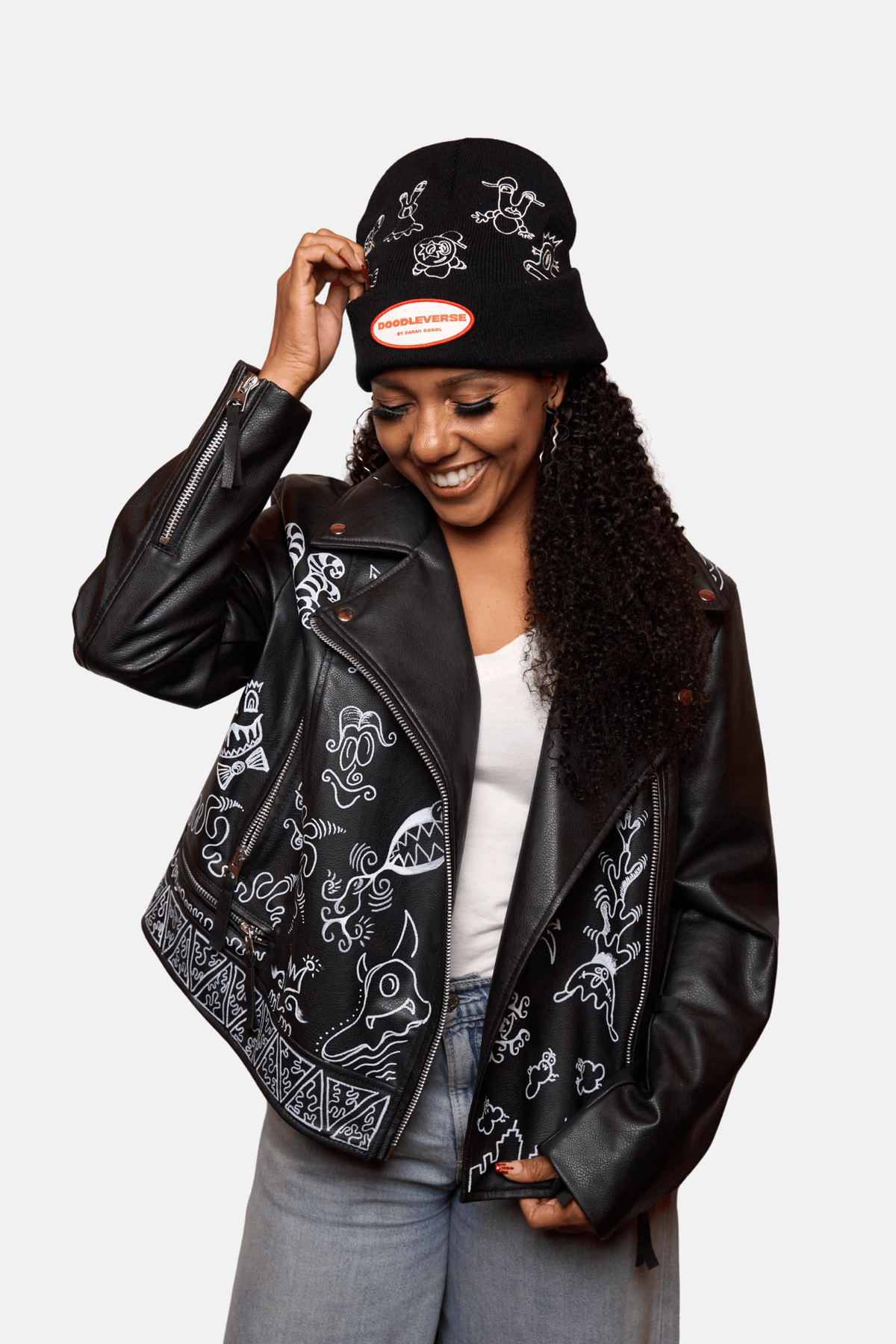 Doodleverse Beanie Doodle Beanie in Black - NEW