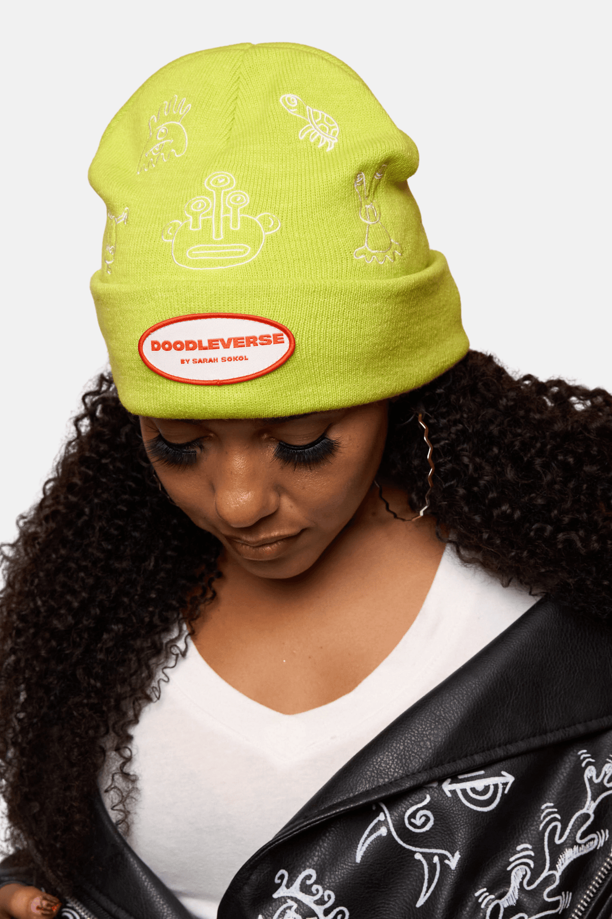 Doodleverse Beanie Doodle Beanie in Lime