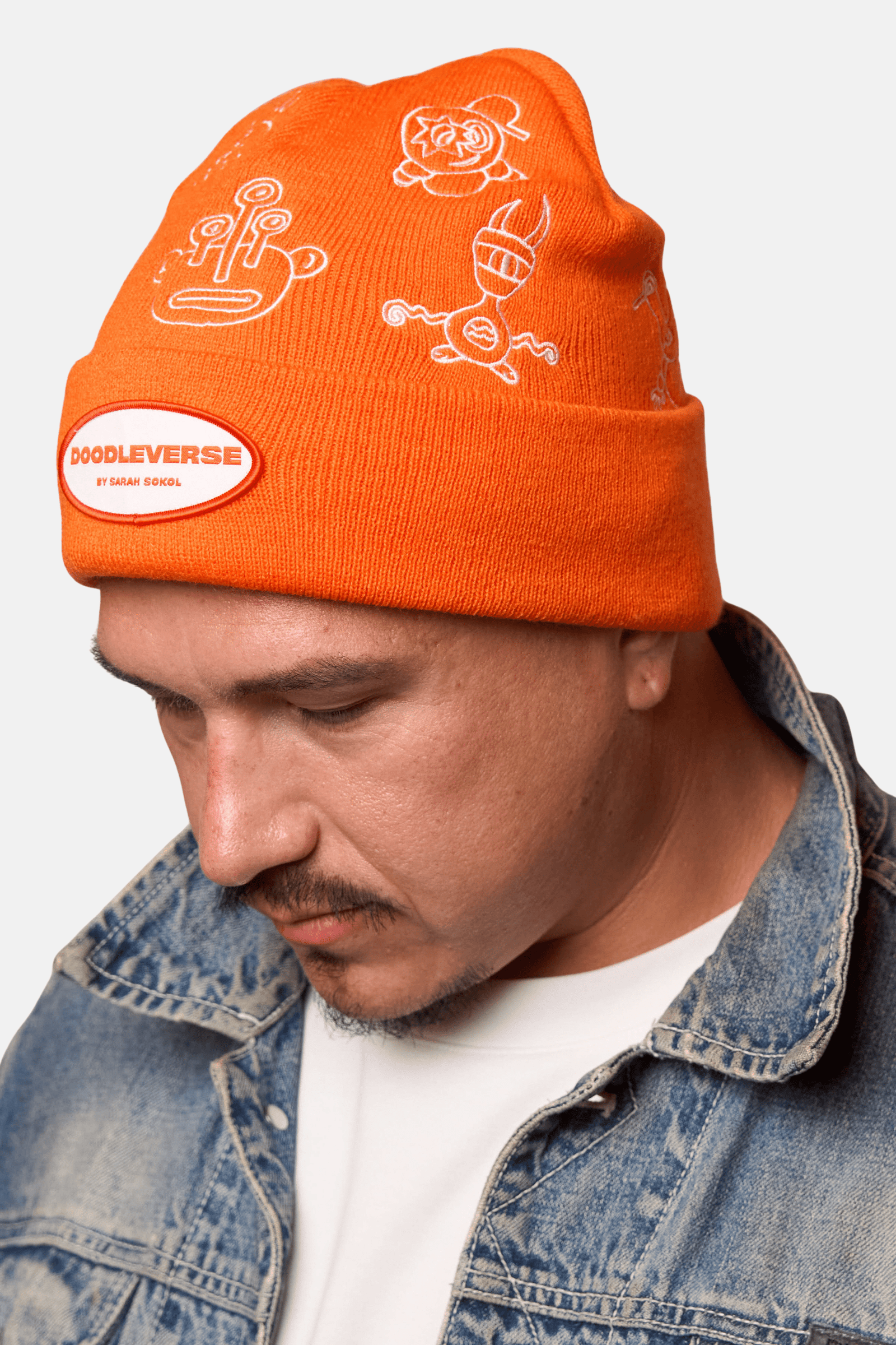 Doodleverse Beanie Doodle Beanie in Orange