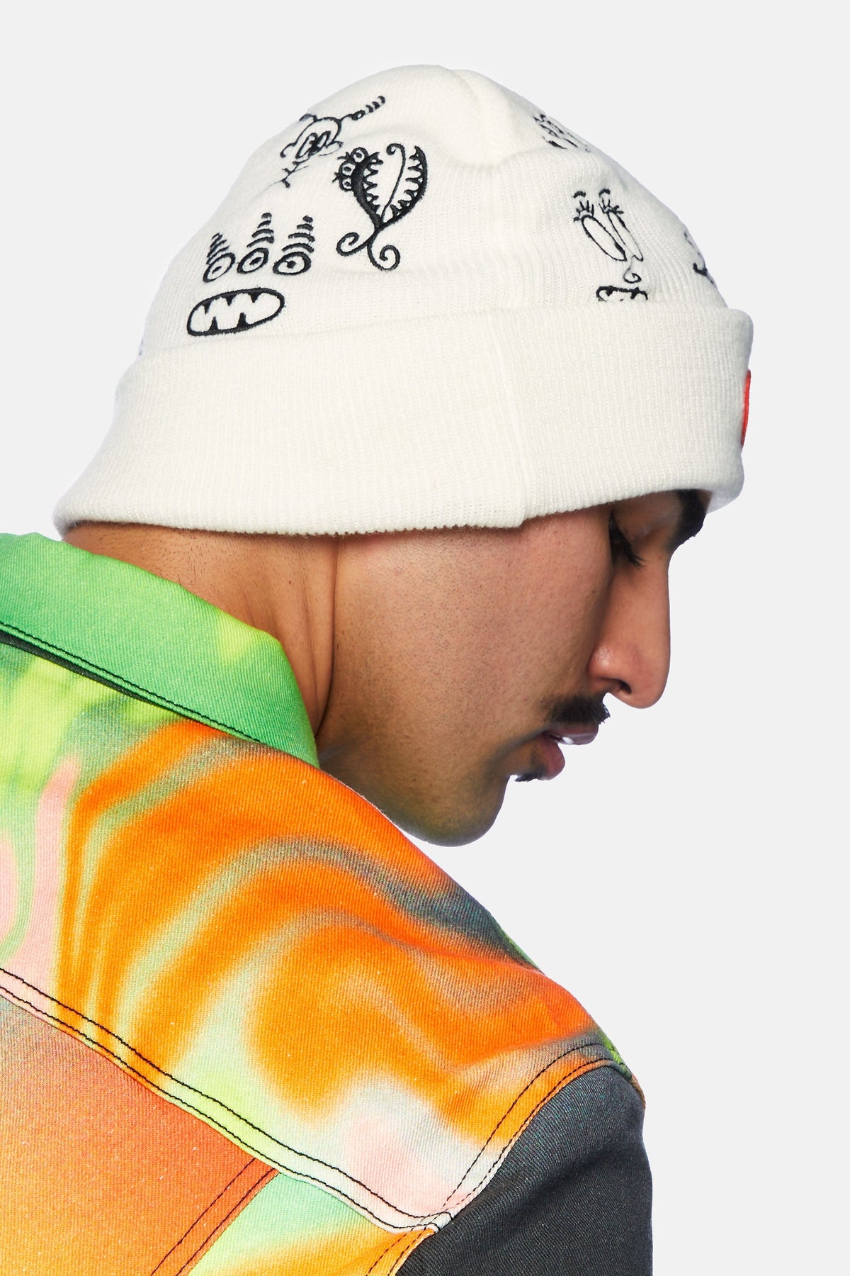 Doodleverse Beanie White Doodle Beanie in White