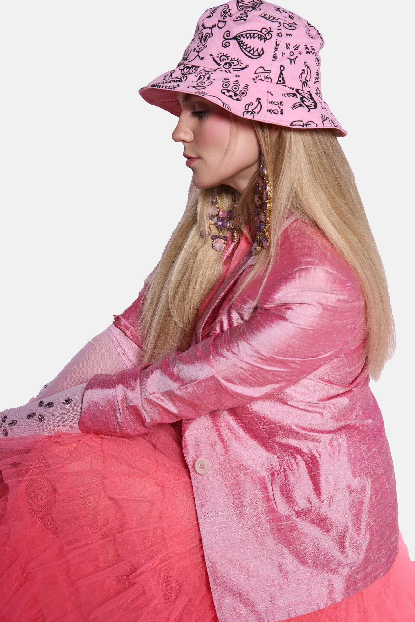 Doodleverse Bucket Hat Pastel Pink Doodle Bucket Hat ~ LIMITED EDITION