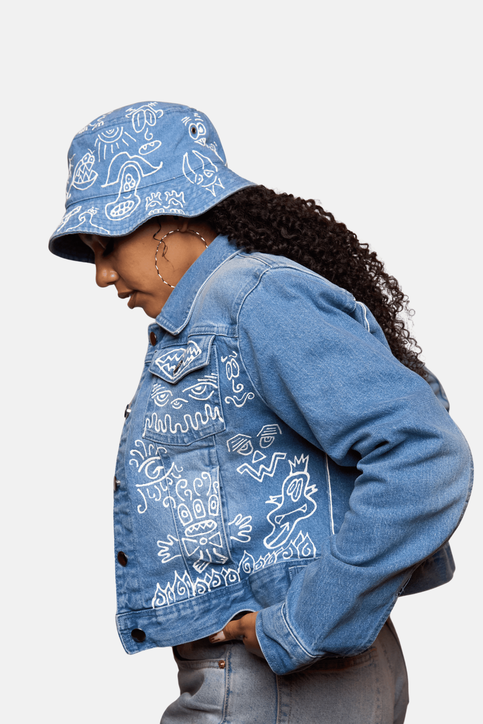 Doodleverse Jacket Doodle Blue Denim Jacket