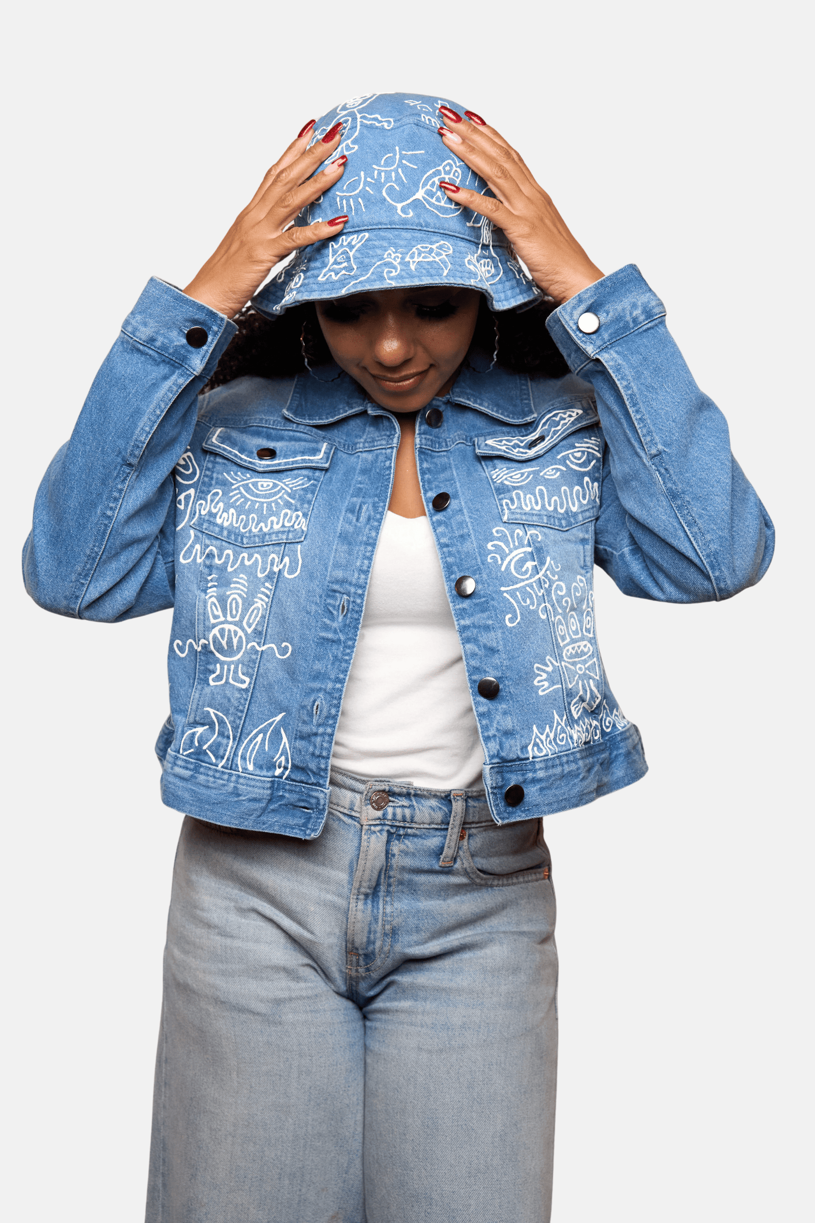 Doodleverse Jacket Doodle Blue Denim Jacket