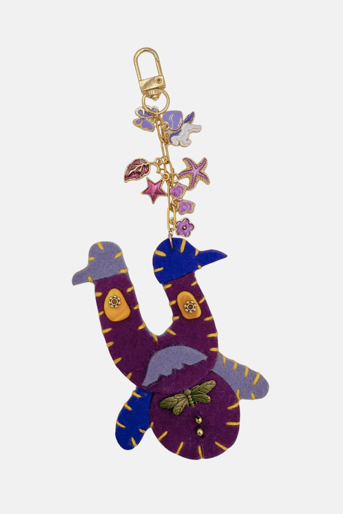 Doodleverse Purple Stache Monster Ladoodle Keychain
