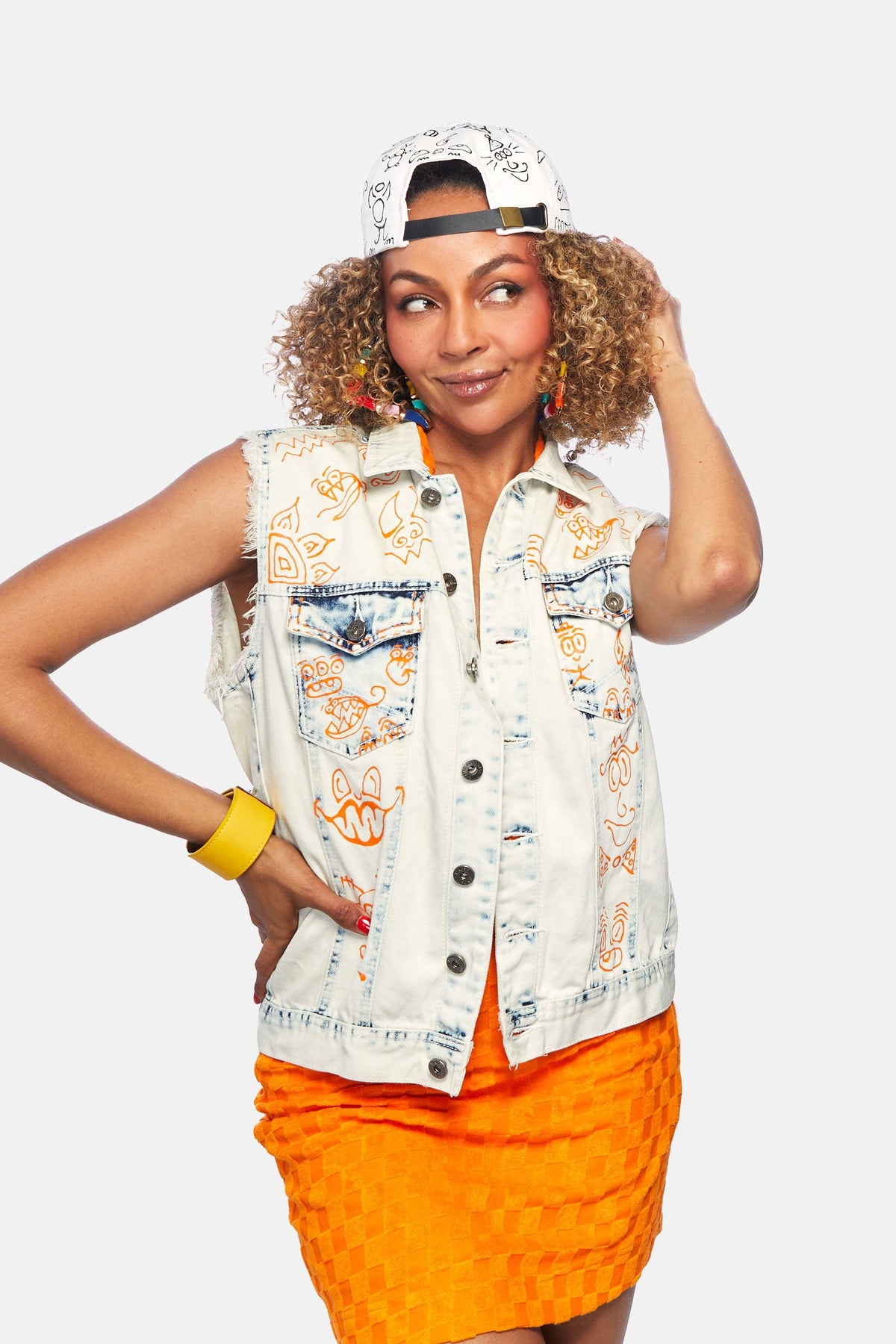 Doodleverse Vest Acid Denim Doodle Vest in Acid Denim